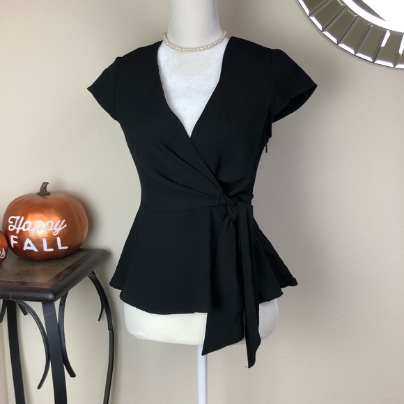 Forever 21 Tops - Forever21 Black Front Tie Blouse Size S